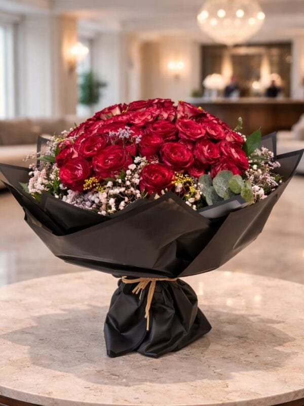 احمر دبل ثمانية غلاف اسود